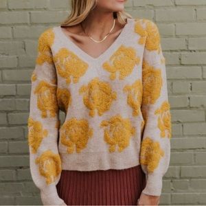 Roolee rose garden textured sweater